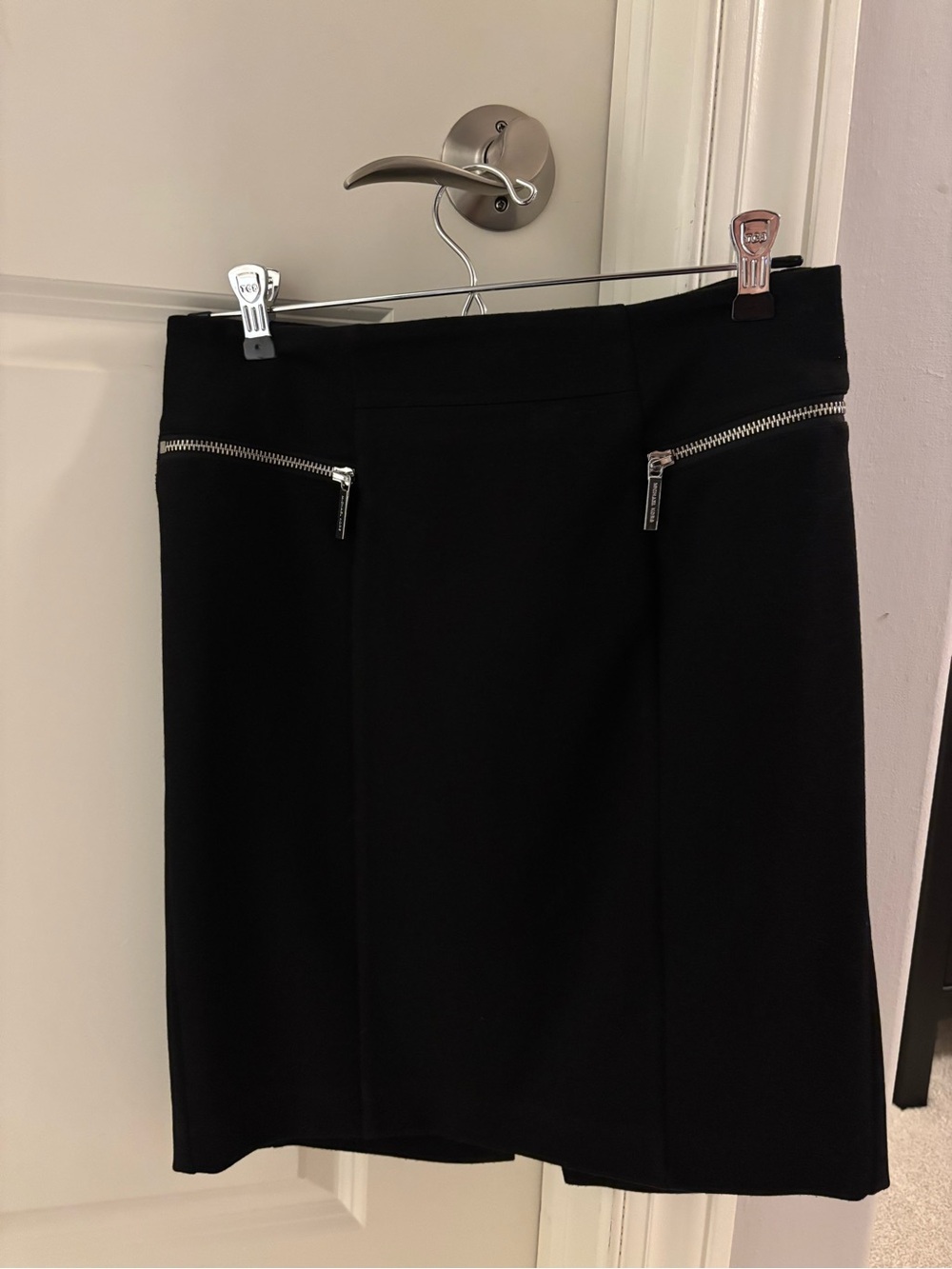 Michael Kors Black Pencil Skirt with Silver Zippers